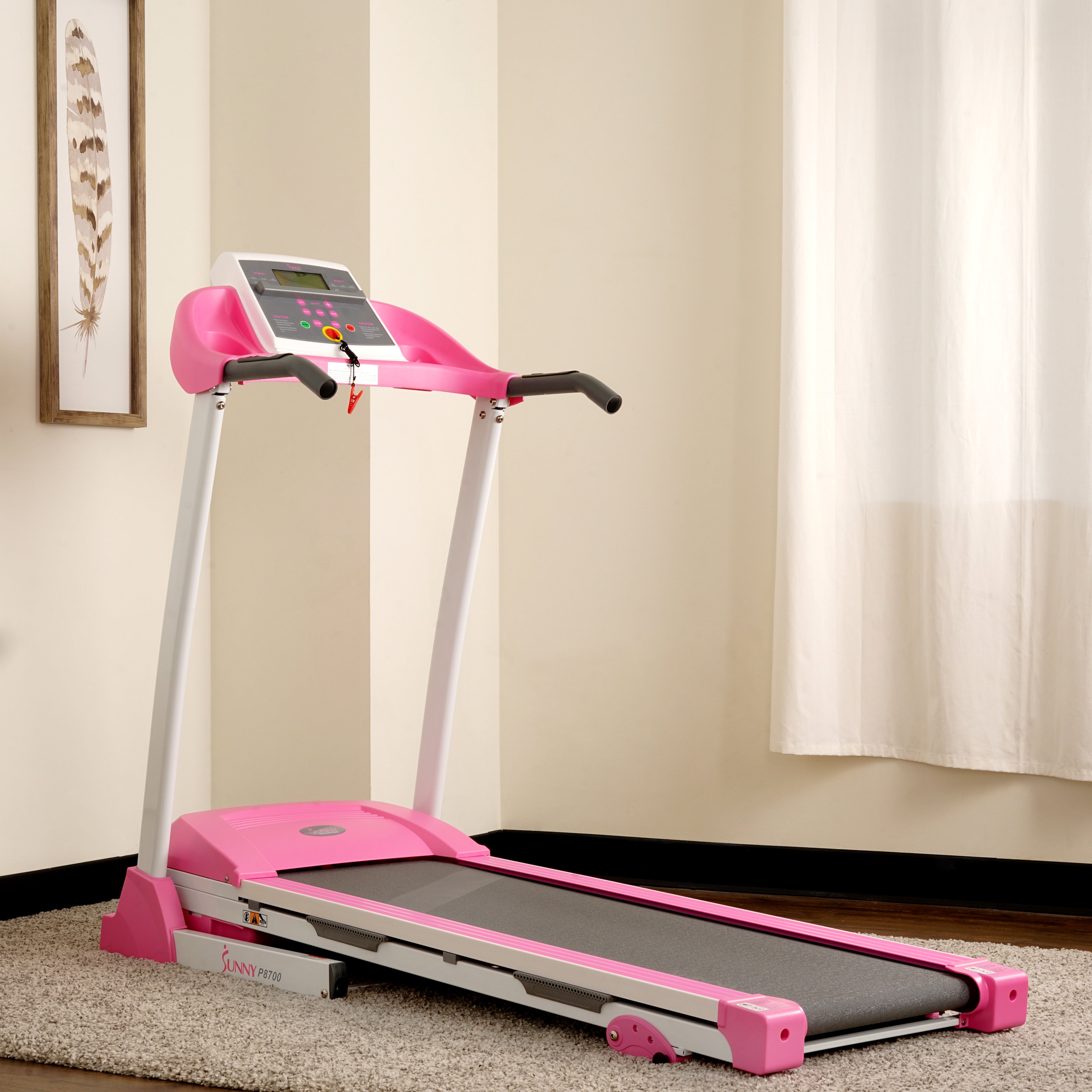 Pink Treadmill w/ Manual Incline and LCD Display