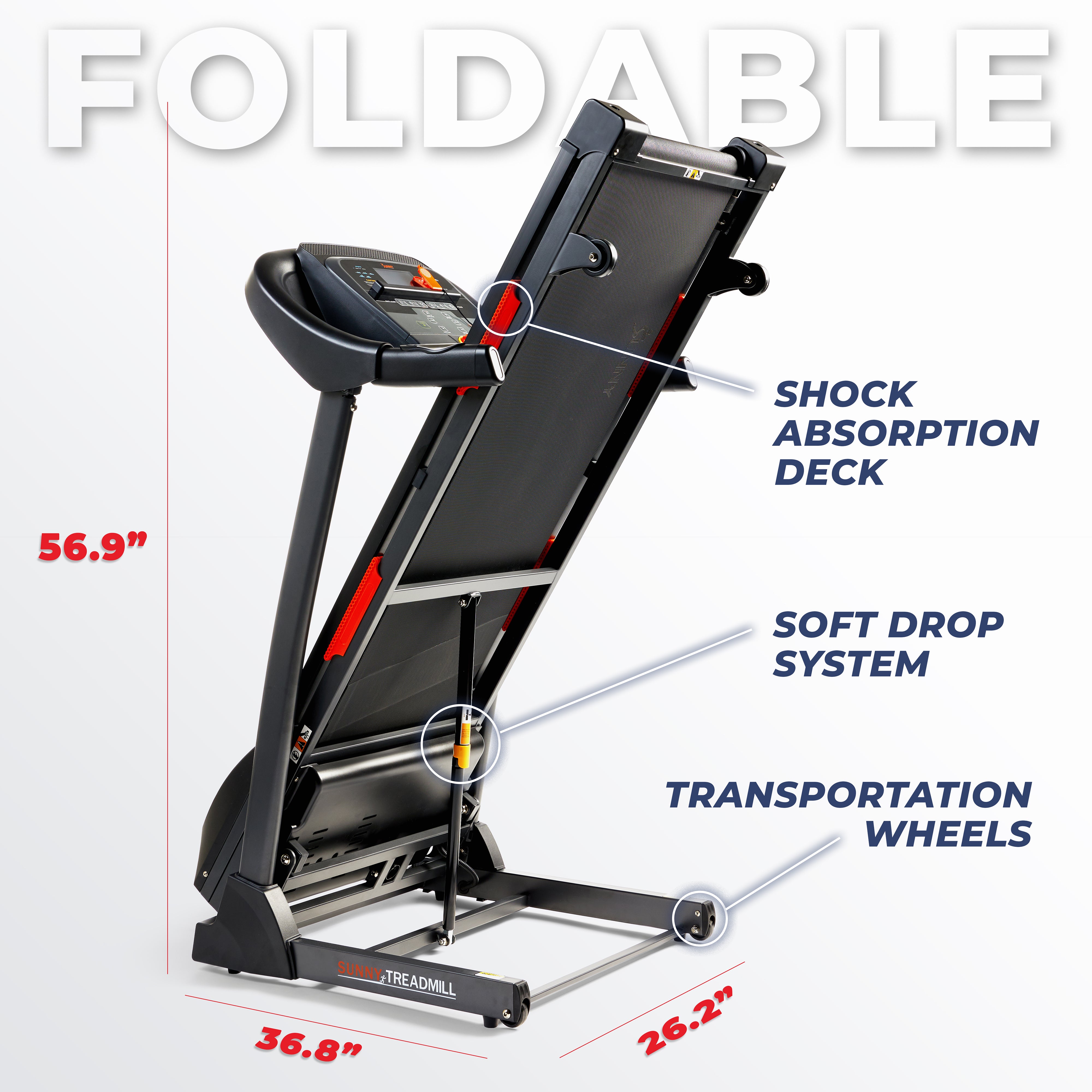 Premium Folding Auto-Incline Smart Treadmill with Exclusive SunnyFit? App Enhanced Bluetooth Connectivity