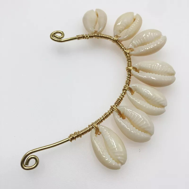 Porcellana Cowrie Hoop Earrings & Cuff Set