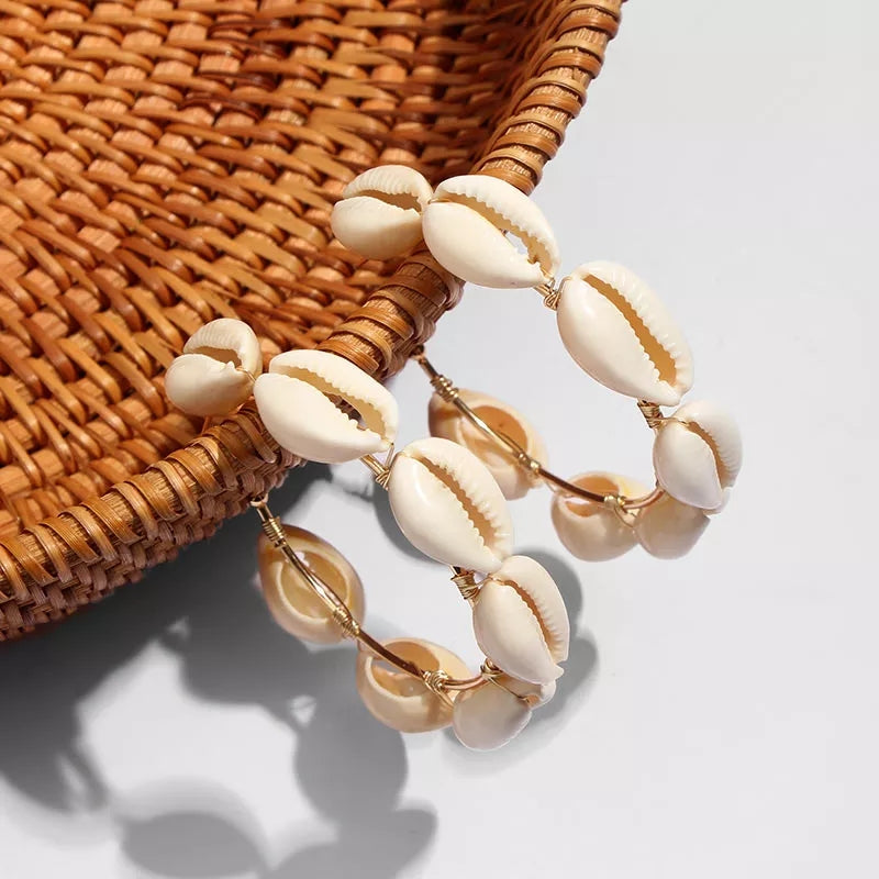 Cowrie Shell Hoop Earrings