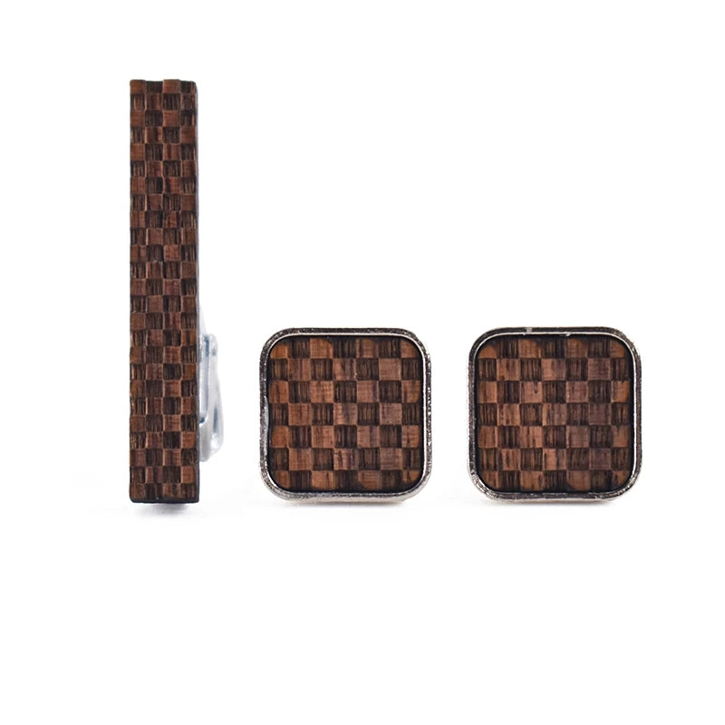 Woodwork Cufflink & Tie Bar Set