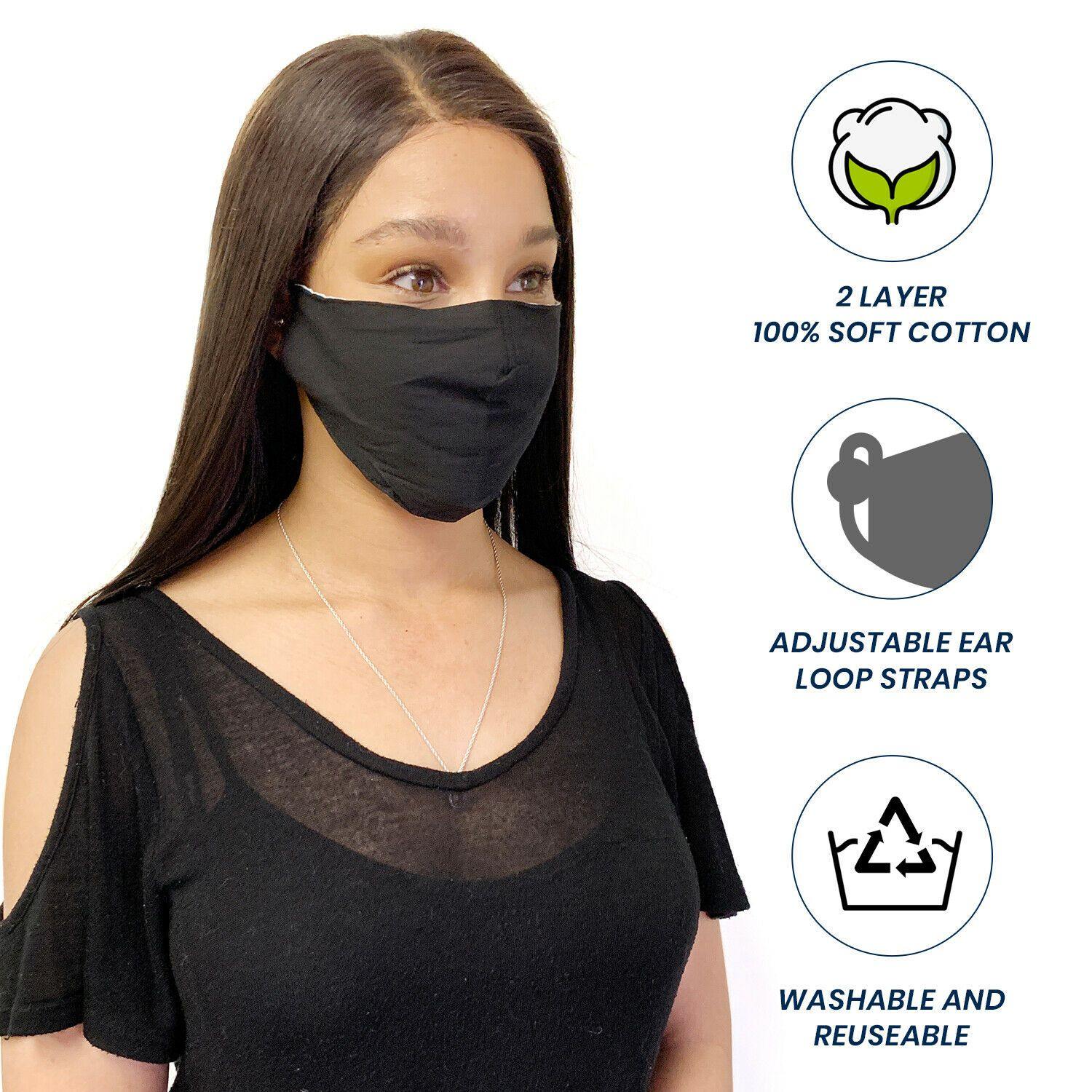 Custom Cotton Face Mask Cloth Masks Pack for Mouth Nose Washable Reusable Double Layer Adjustable Ear Unisex