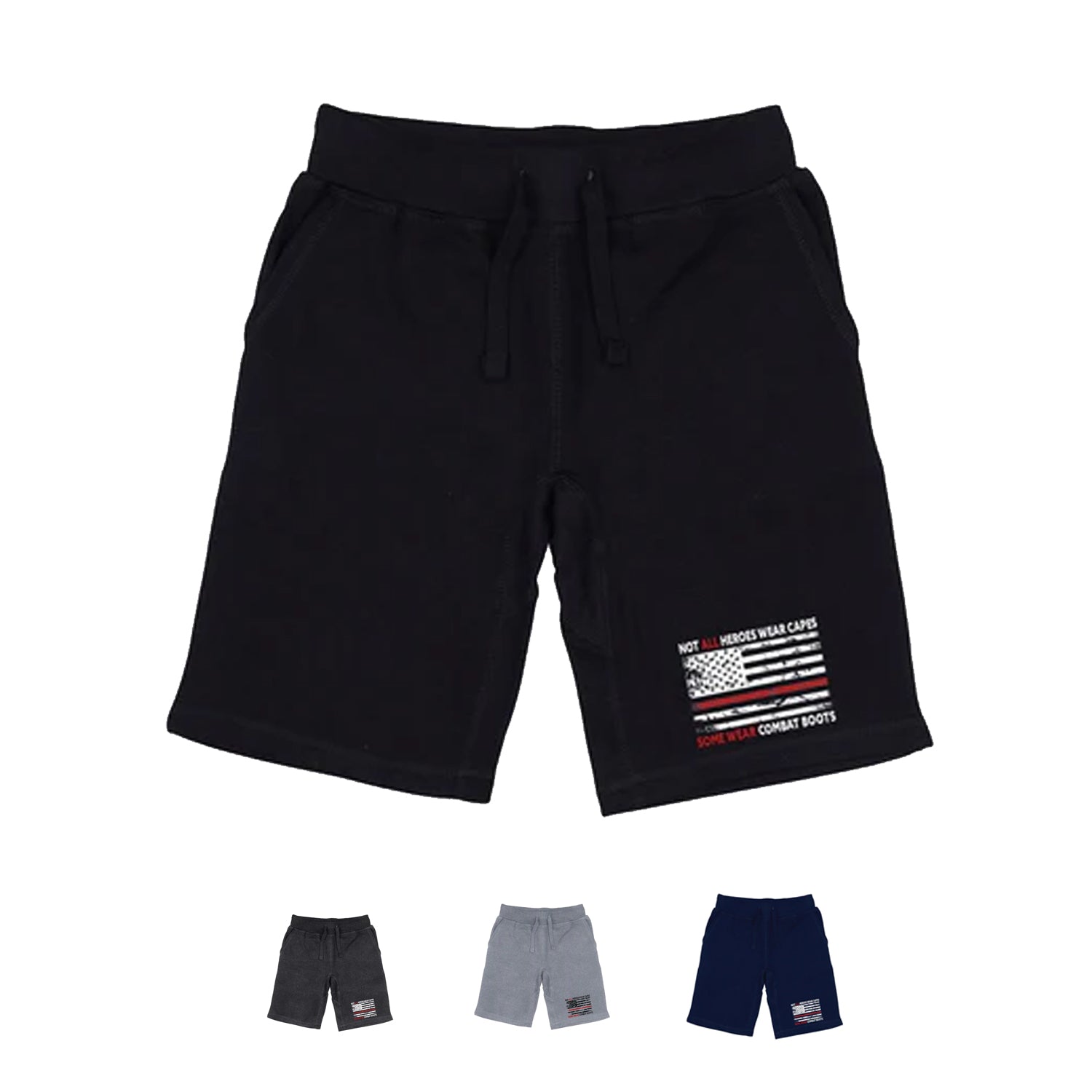 RAPDOM TS6 Fleece Gym Shorts TRL Thin Red Line Not All Heroes Wear Capes