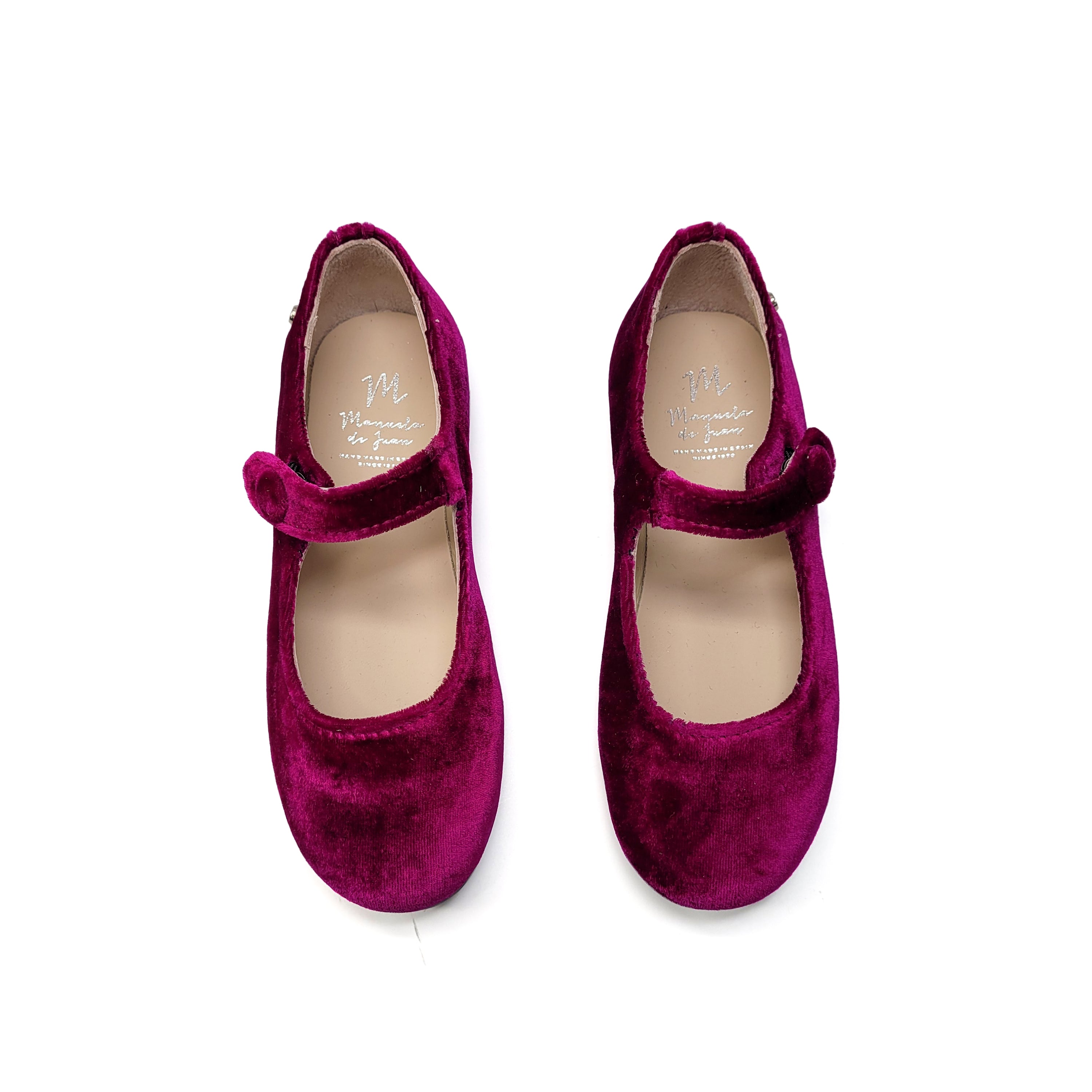 Manuela De Juan Magenta Pink Velvet Mary Jane S2108