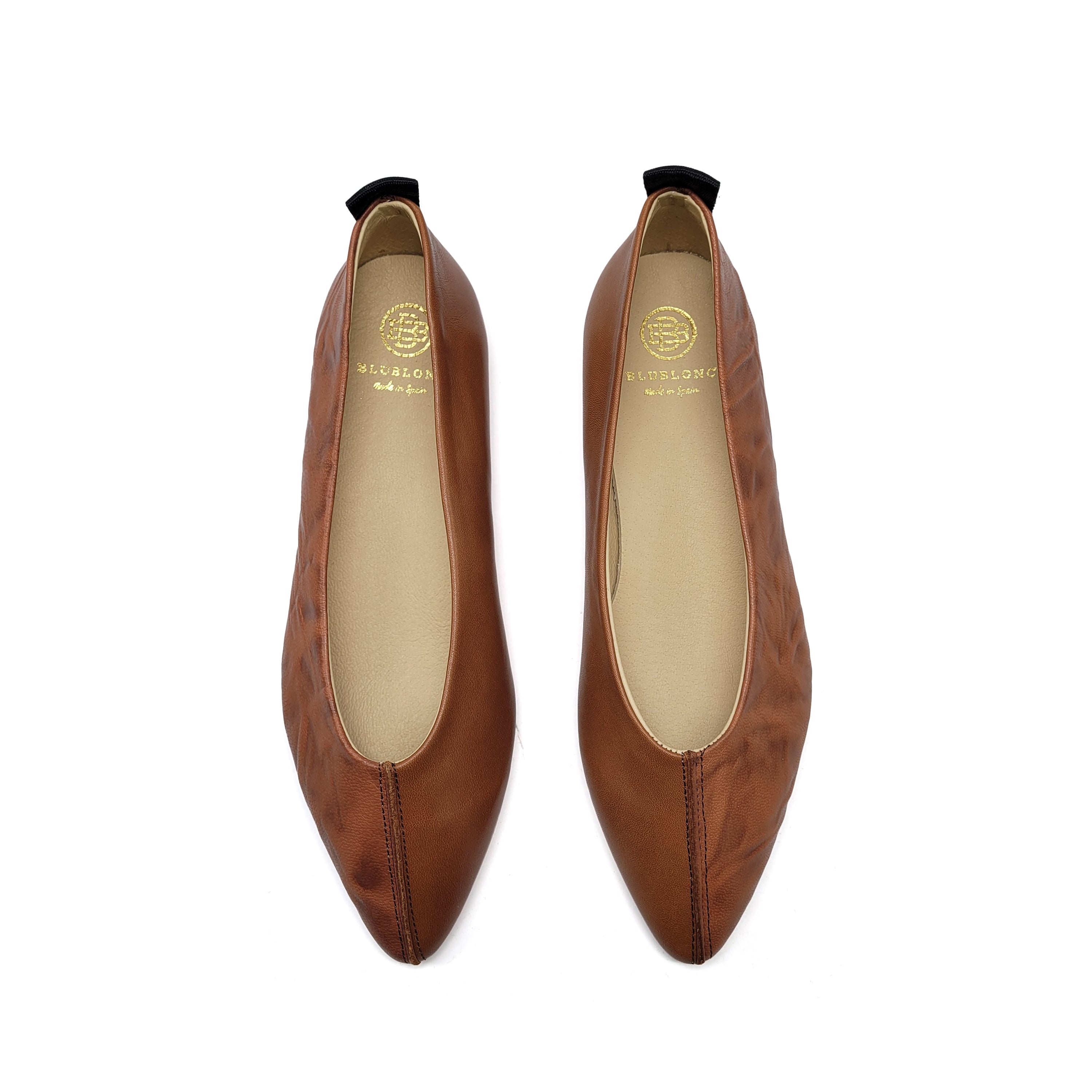 Blublonc Manda Brushed Tan Two Toned Pointed Ballet Flat