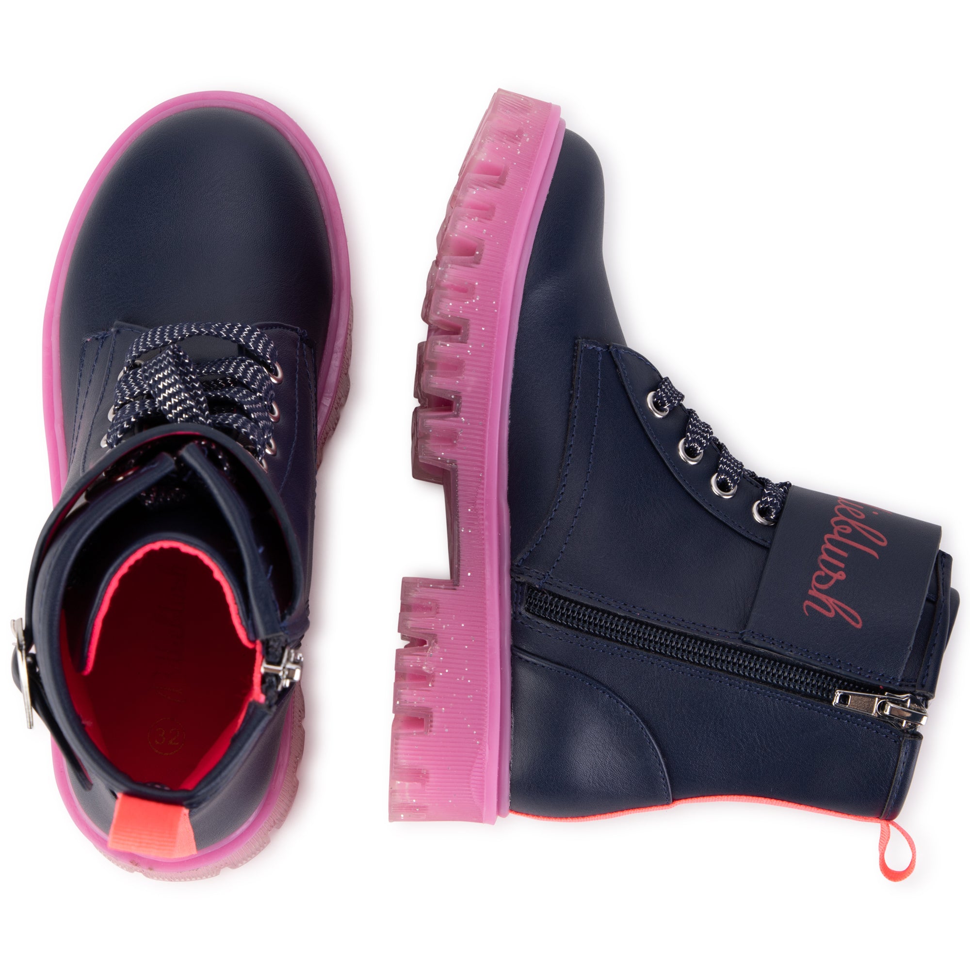 Billie Blush Navy Pink Combat Boot U19336