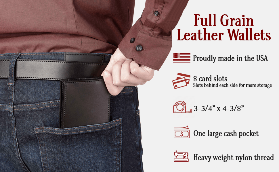 Premium Black 8-Card Leather Bifold Wallet **SHIPS APRIL 8th**