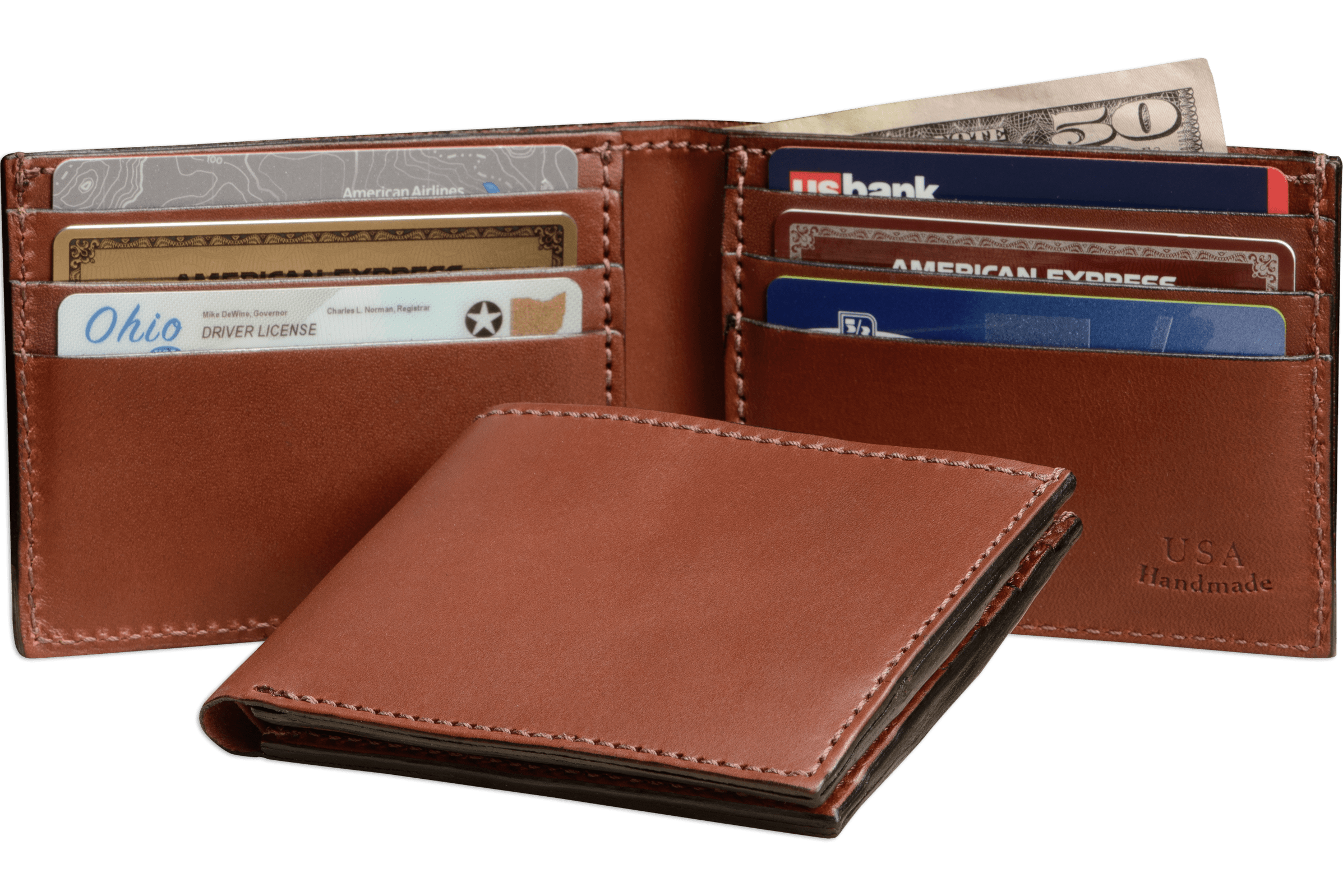 Medium Brown Premium Leather 6 Card Slot Bifold Wallet **SHIPS APRIL 8th**