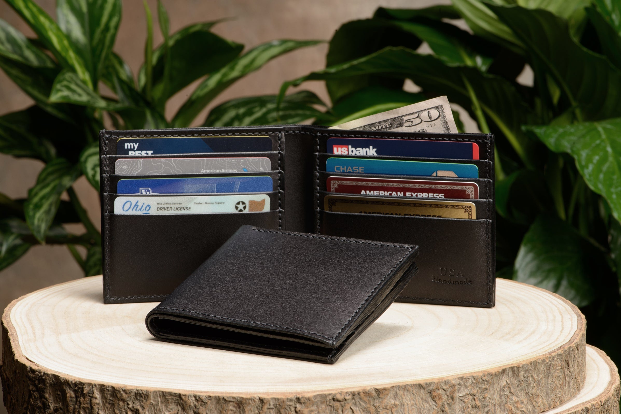 Premium Black 8-Card Leather Bifold Wallet **SHIPS APRIL 8th**