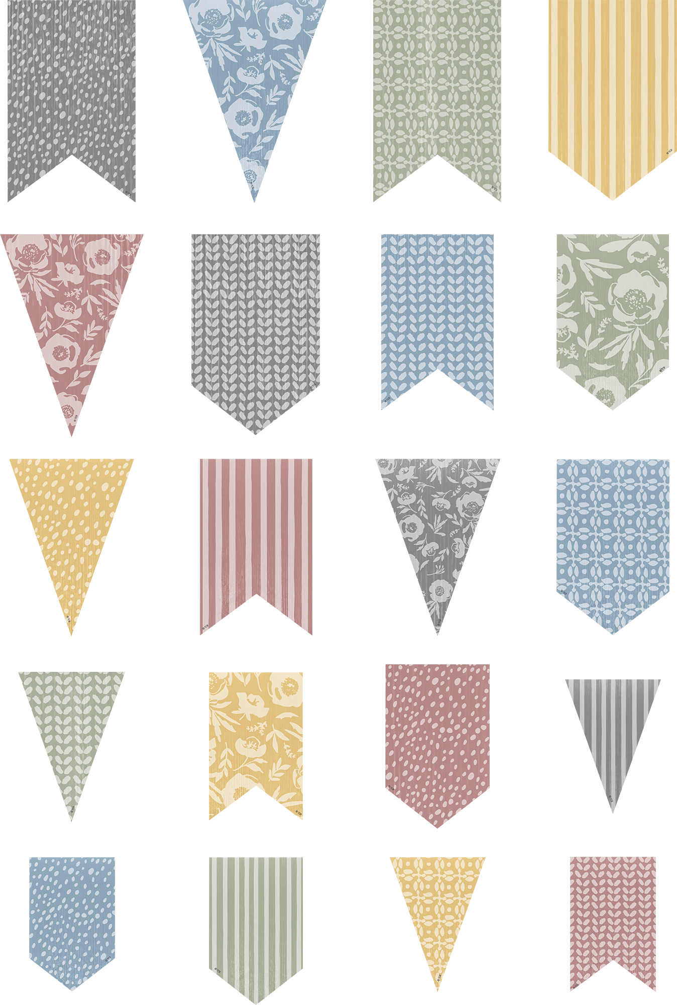 Classroom Cottage Pennants Accents - Assorted Sizes