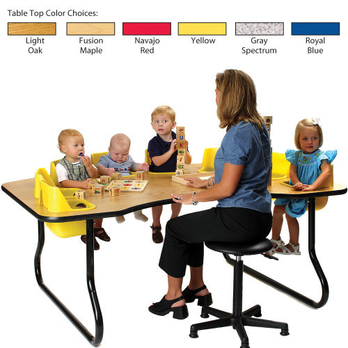 8-Seat Toddler Table, Yellow Table Top with Red Seats