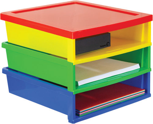 Quick Stack Construction Paper Sorter, 3 Compartments, Classroom Colors
