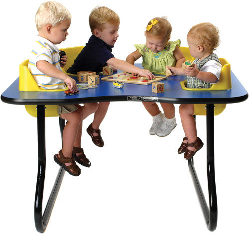 4-Seat Toddler Table, Royal Blue Table Top with Yellow Seats