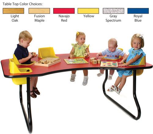 6-Seat Toddler Table, Fusion Maple Table Top with Red Seats