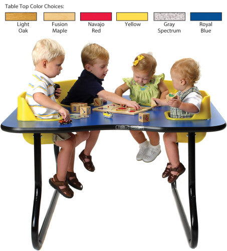 4-Seat Toddler Table, Yellow Table Top with Blue Seats