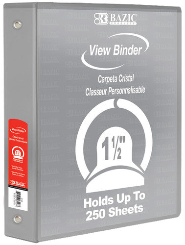 BAZIC 3-Ring View Binder with 2 Pockets, 1.5