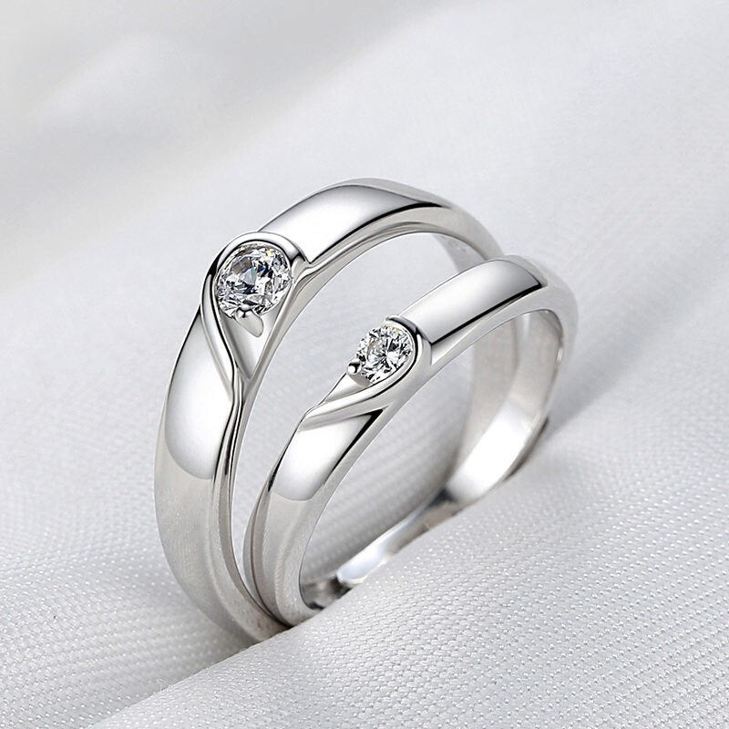 Silver Plated Couple Love Zircon Ring