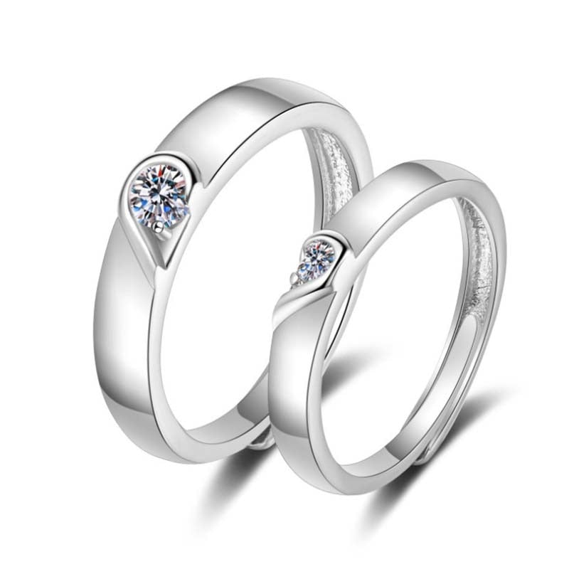 Silver Plated Couple Love Zircon Ring