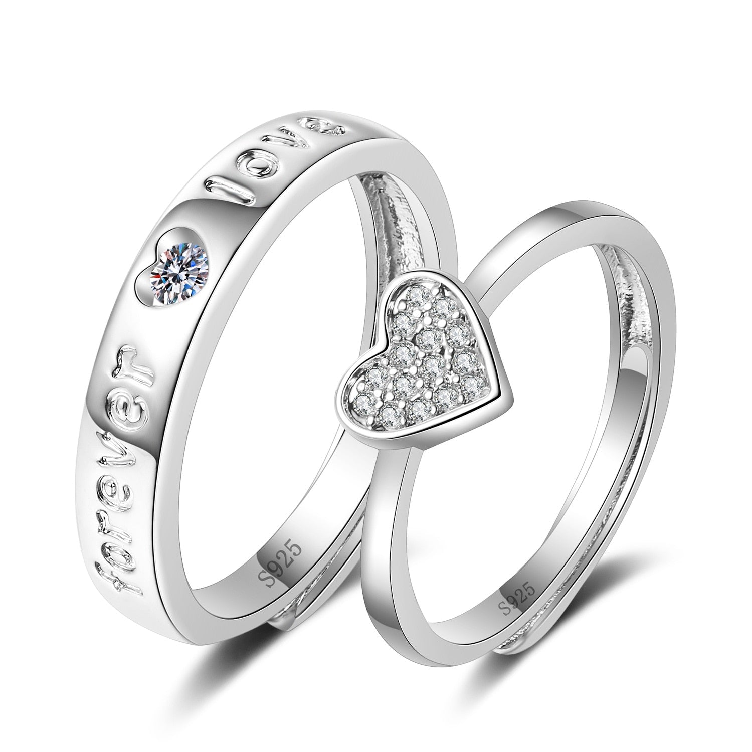 Silver Plated Couple Love Zircon Ring