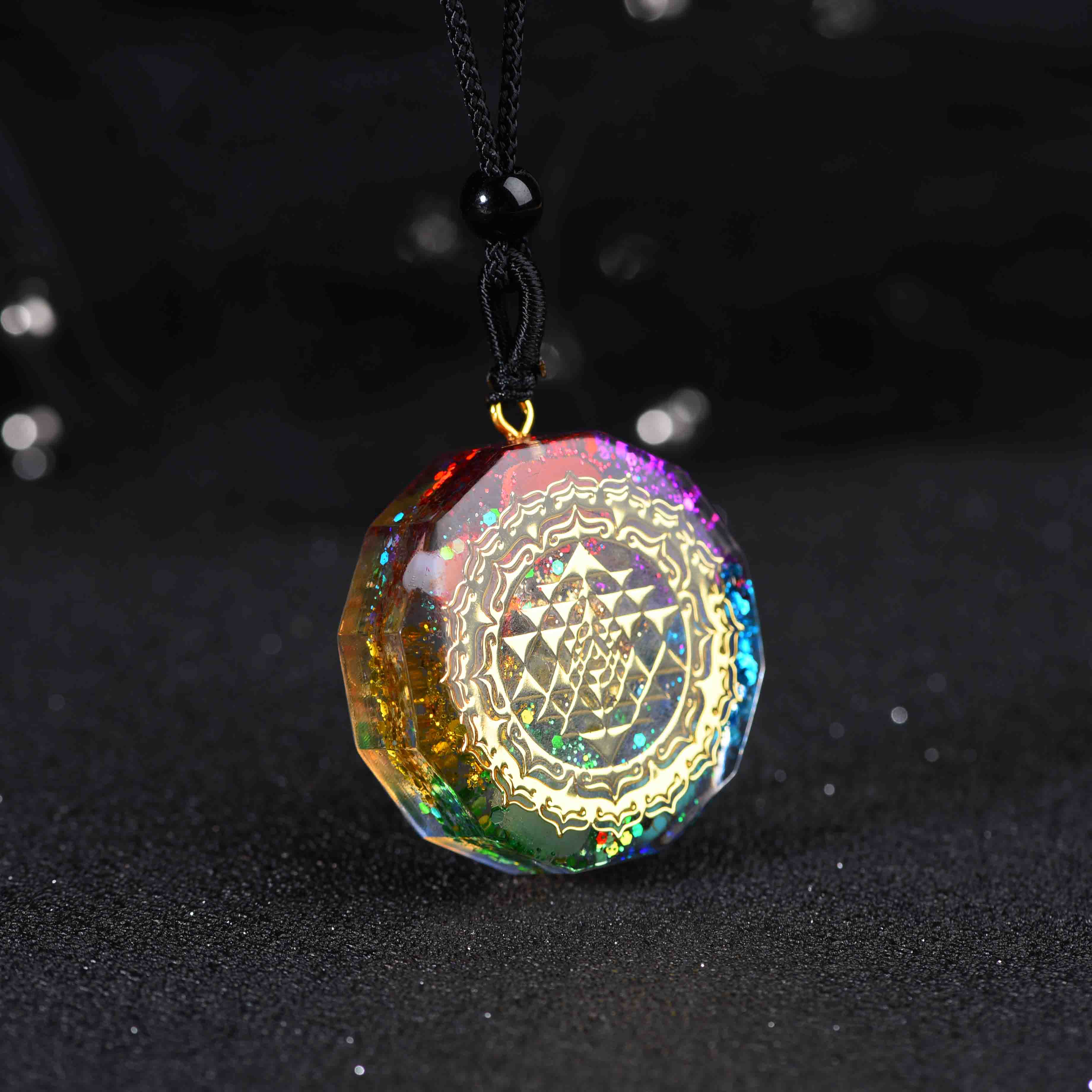 Orgonite Pendant Sri Yantra Necklace Sacred Geometry Chakra Energy Necklace Meditation Jewelry