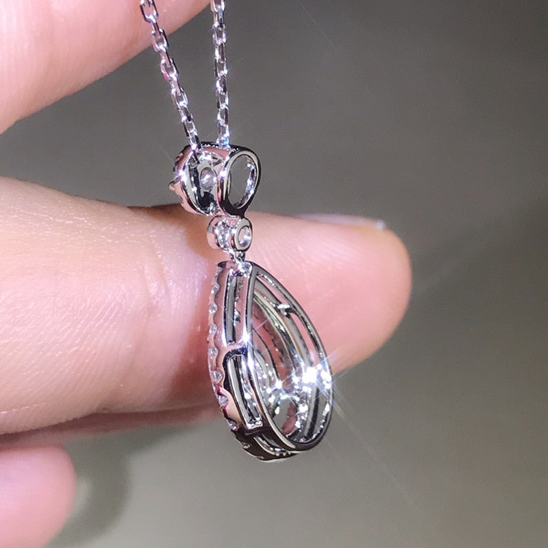 Solid 925 Silver Color Necklace Real Diamond Pendant for Women Wedding Topaz Gemstone Jewelry Pendant S925 Necklaces