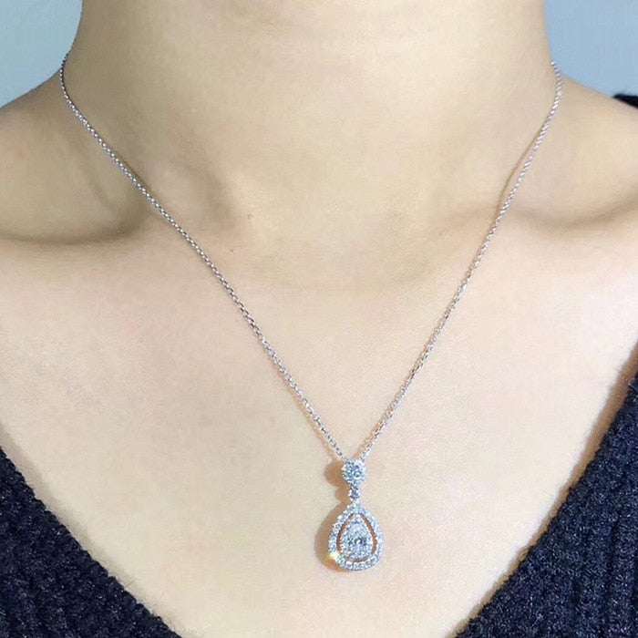 Solid 925 Silver Color Necklace Real Diamond Pendant for Women Wedding Topaz Gemstone Jewelry Pendant S925 Necklaces
