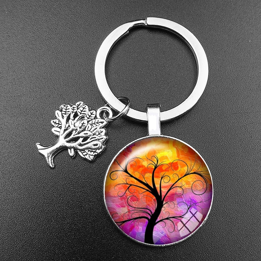Crystal Glass Tree of Life Pendant Keychain