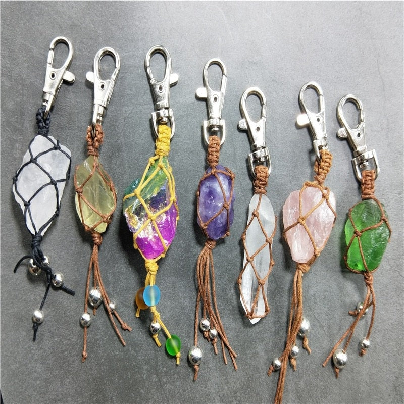 Handmade Wrap Stone Chakra Keychains