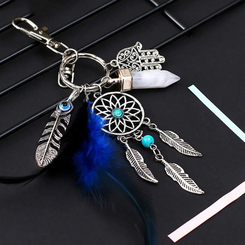 Small Handmade Feather Dream Catcher Keyring Keychain Decor Car Bag Hanging Decoration Pendant