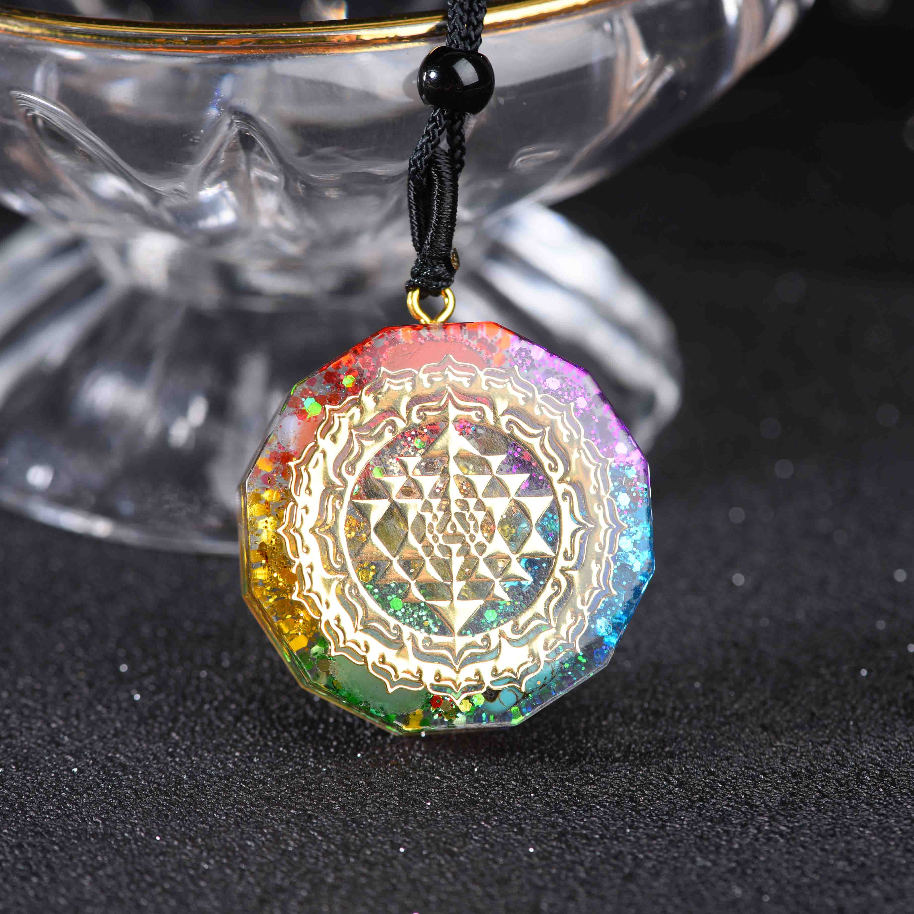 Orgonite Pendant Sri Yantra Necklace Sacred Geometry Chakra Energy Necklace Meditation Jewelry