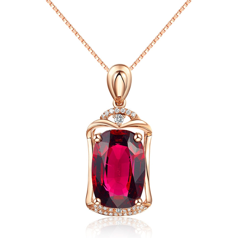 14K Rose Gold Pendant Gemstone Natural Red Ruby Treasure Pendant Necklace Jewelry Pendant