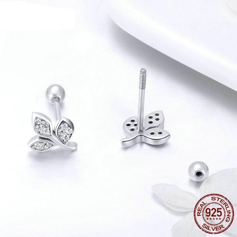 925 Sterling Silver Tree of Life Dazzling CZ Tree Leaves Stud Earrings For Women