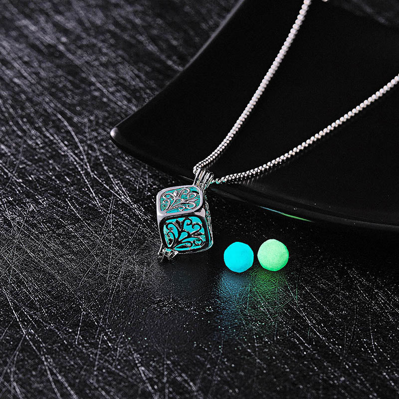 Glow In The Dark Moon Square Heart Necklaces