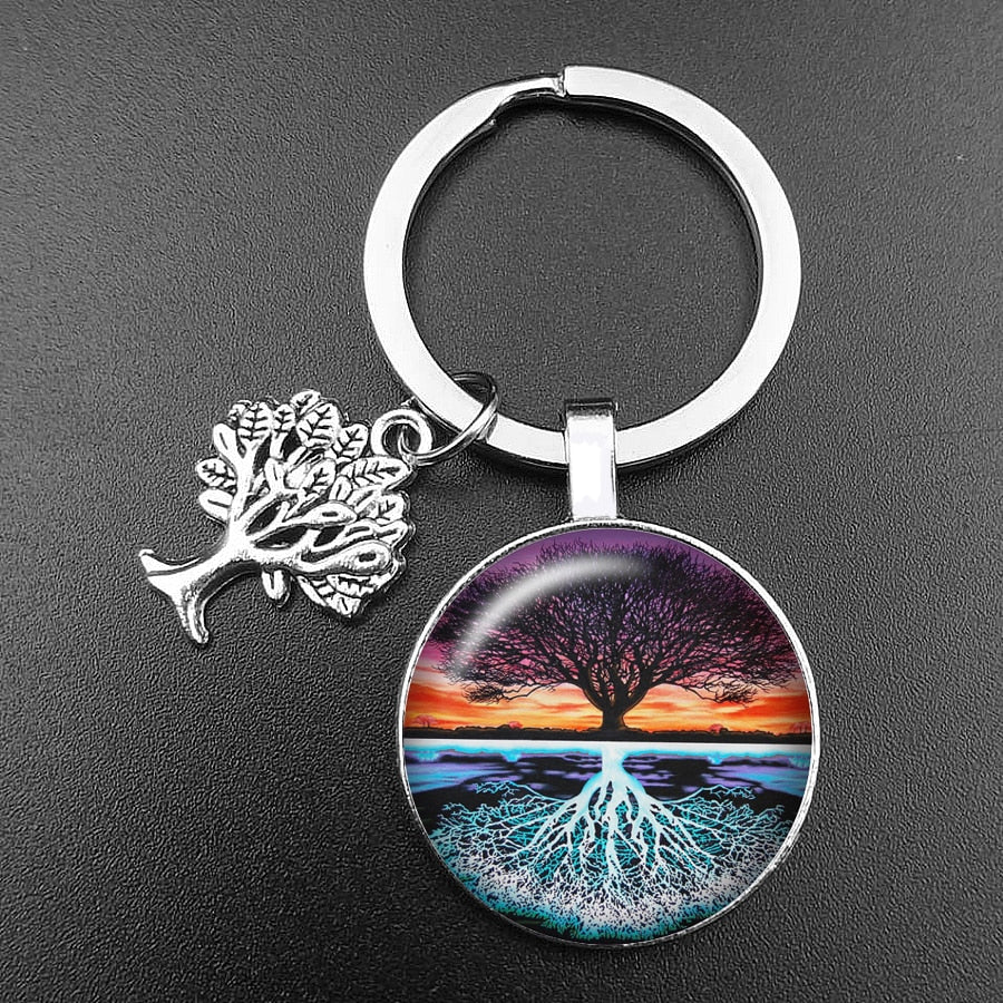 Crystal Glass Tree of Life Pendant Keychain