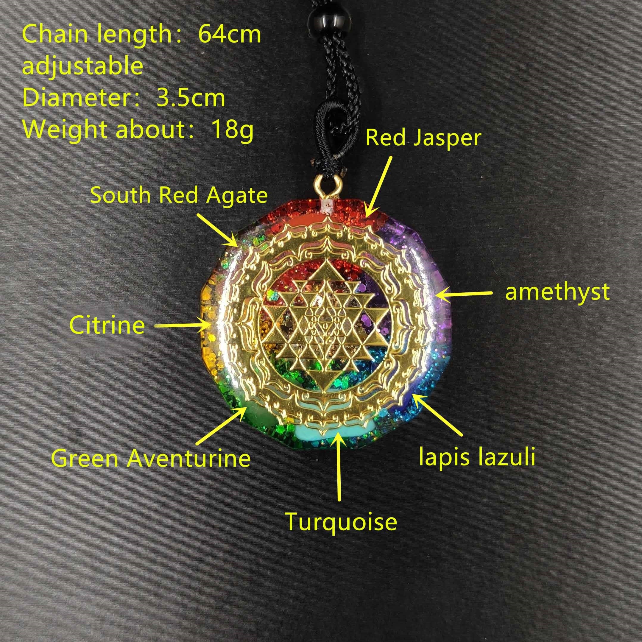 Orgonite Pendant Sri Yantra Necklace Sacred Geometry Chakra Energy Necklace Meditation Jewelry