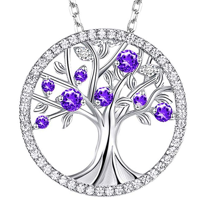 925 Sterling Silver Necklace Pendant Green Tree of Life Women  Necklace Natural Wind Pendant Jewelry