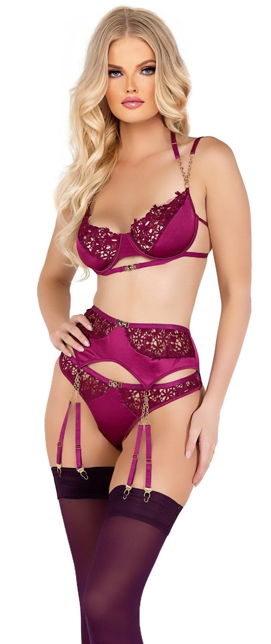 Giada 3pc Bra, Panty, and Garter Belt Set