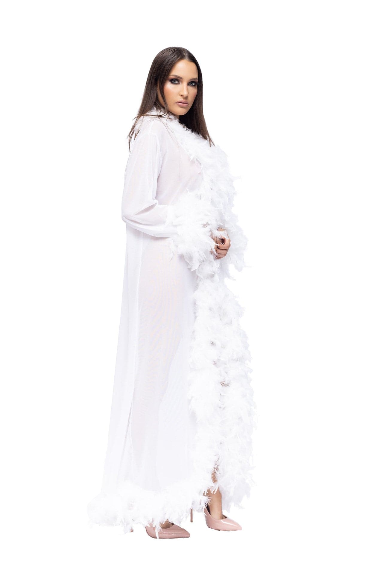 Luxe Feather Robe Long