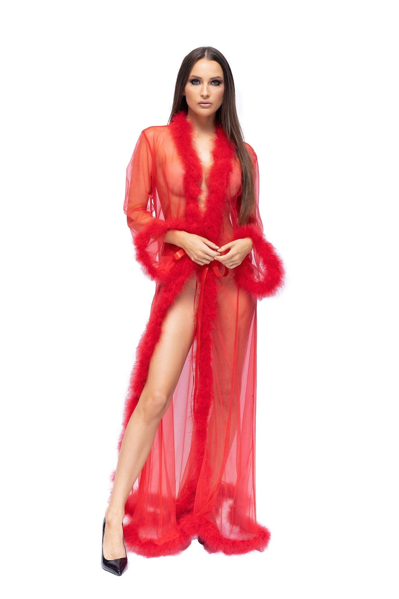 Glamorous Feather Robe Long