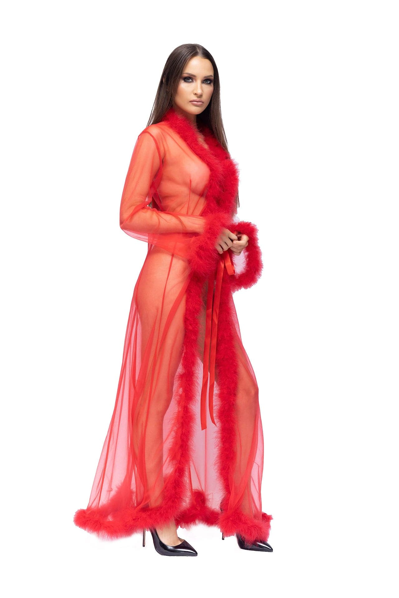 Glamorous Feather Robe Long