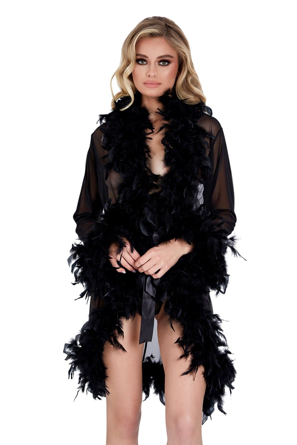 Luxe Feather Robe Short