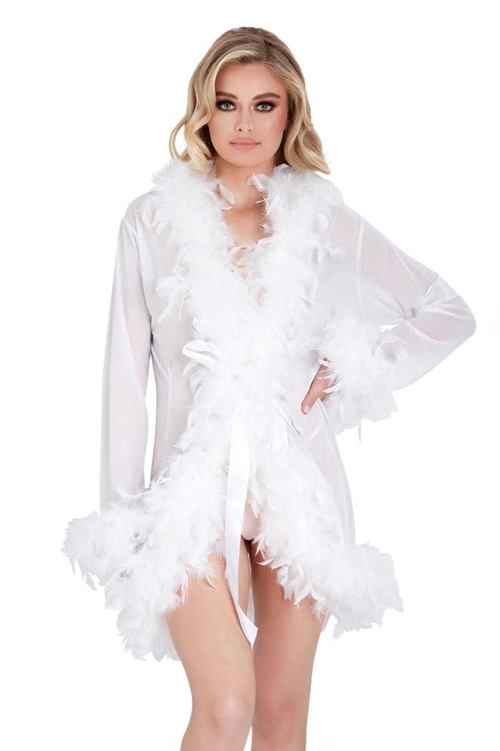 Luxe Feather Robe Short
