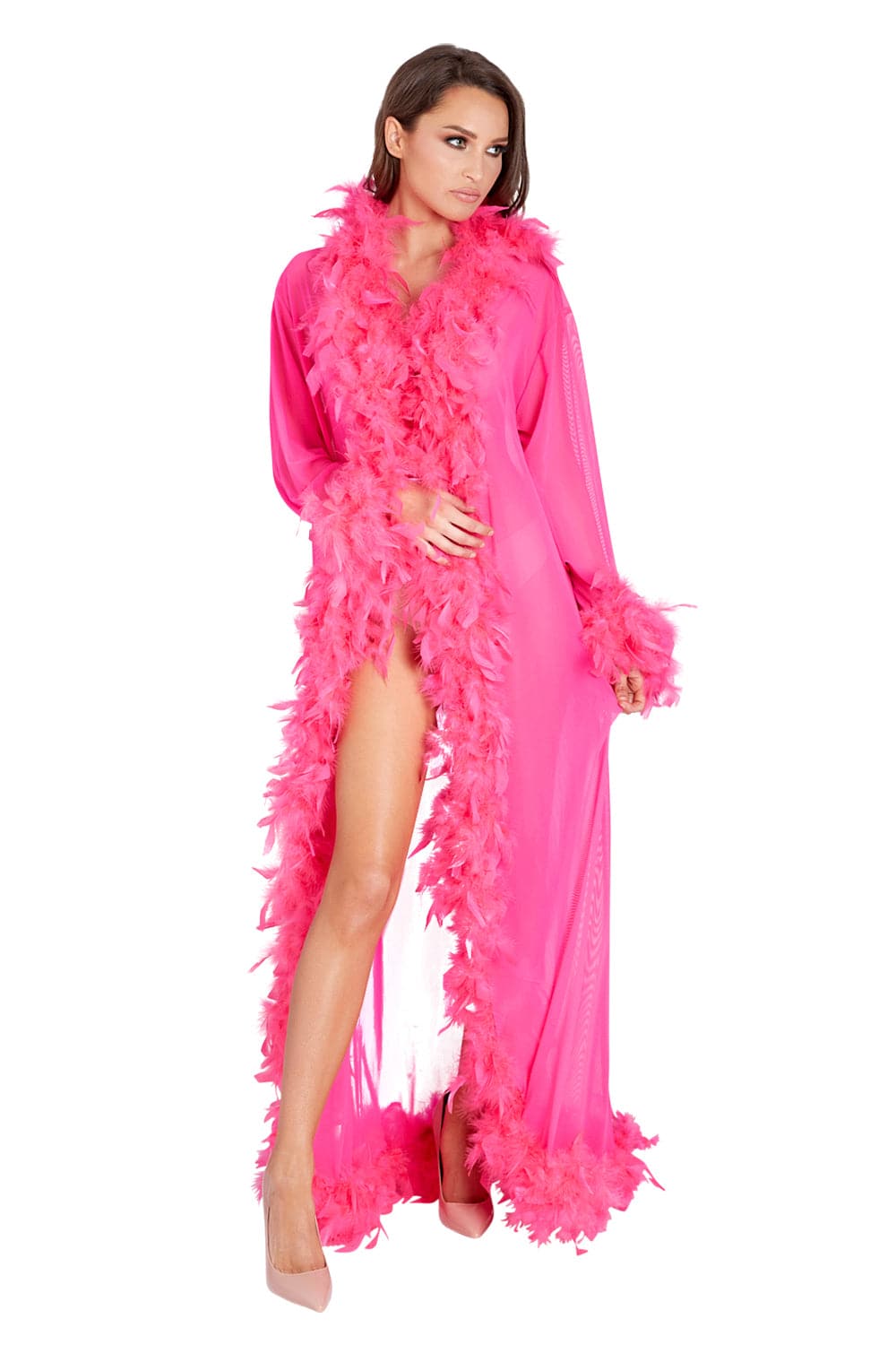 Luxe Feather Robe Long