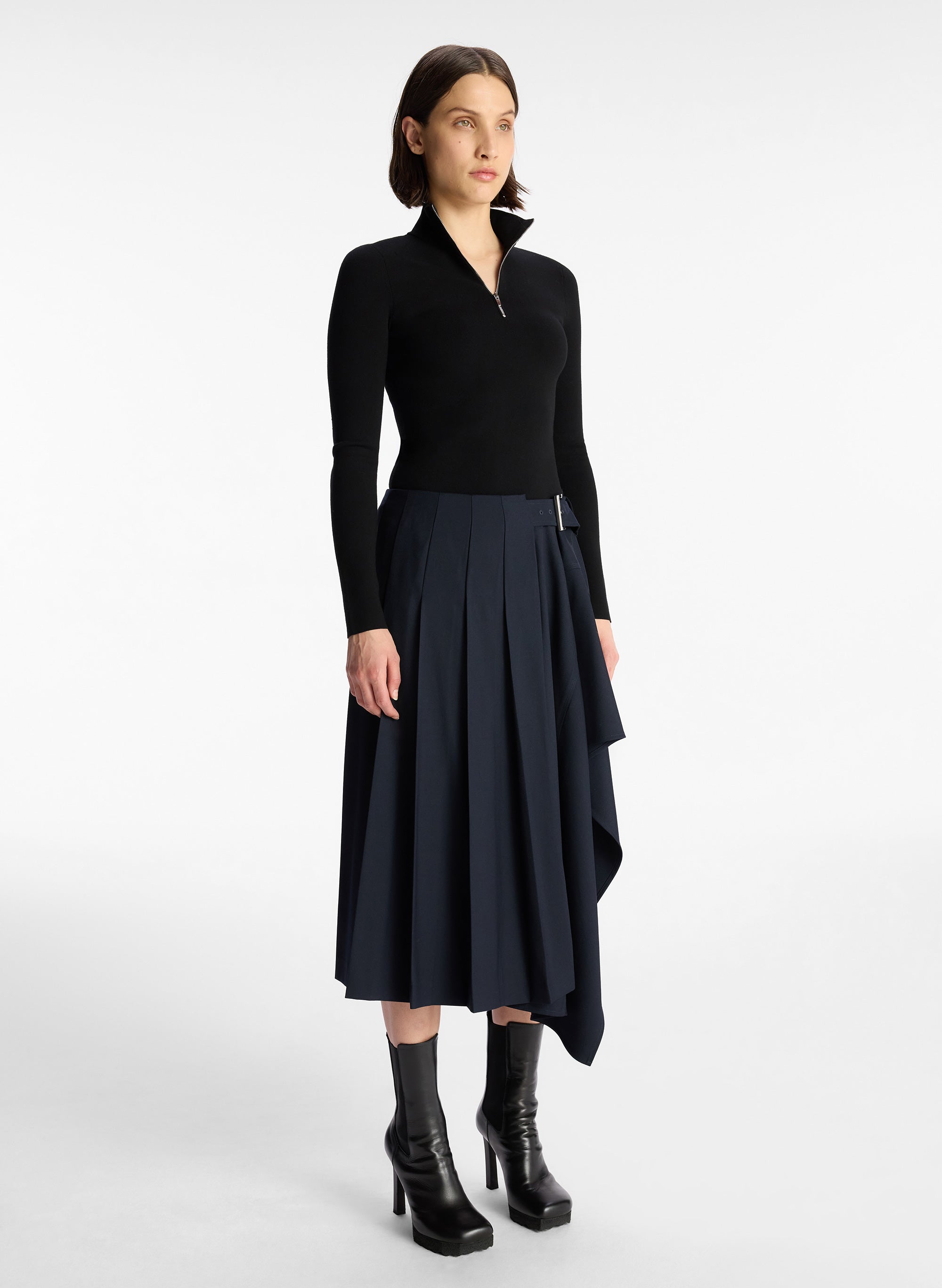 Wayland Pleated Midi Skirt