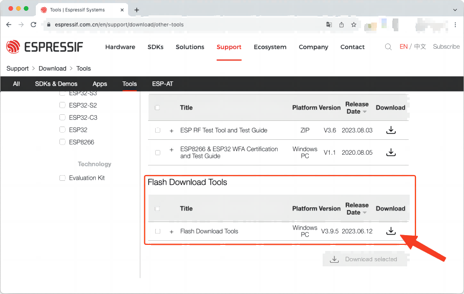 ESP32 Flash download tool