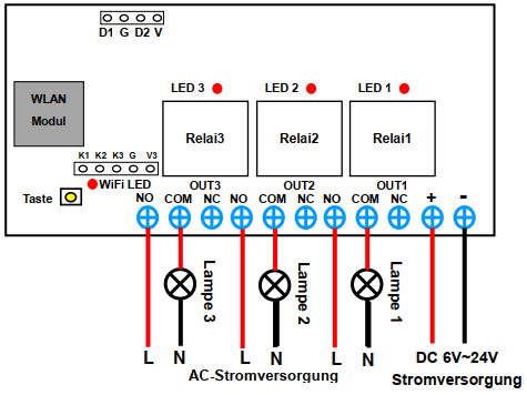 12V Relais Modul Smart Home WLAN Lichtschalter oder WIFI Schalter –  Fernbedienung Schalter Onlineshop