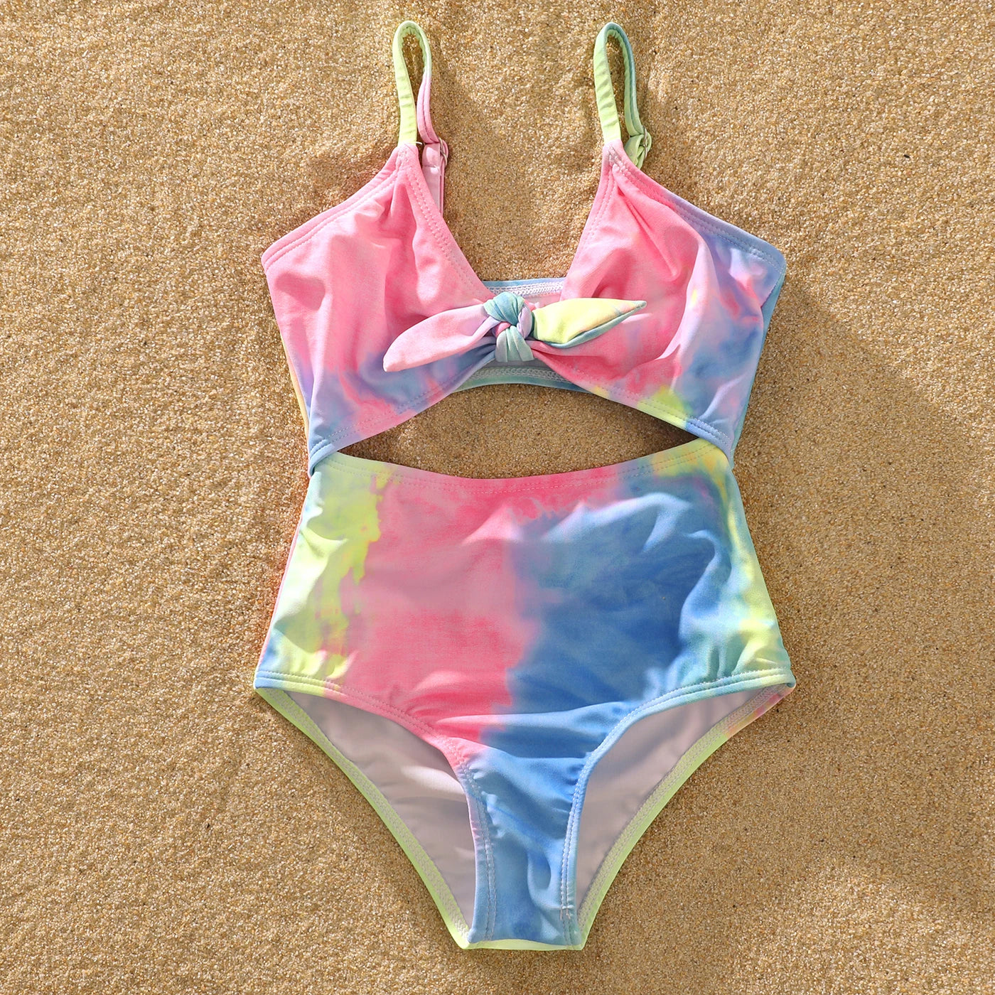 Tie Dye V Neck Matching Swimsuits: Hollow Out One-Piece & Swim Trunks