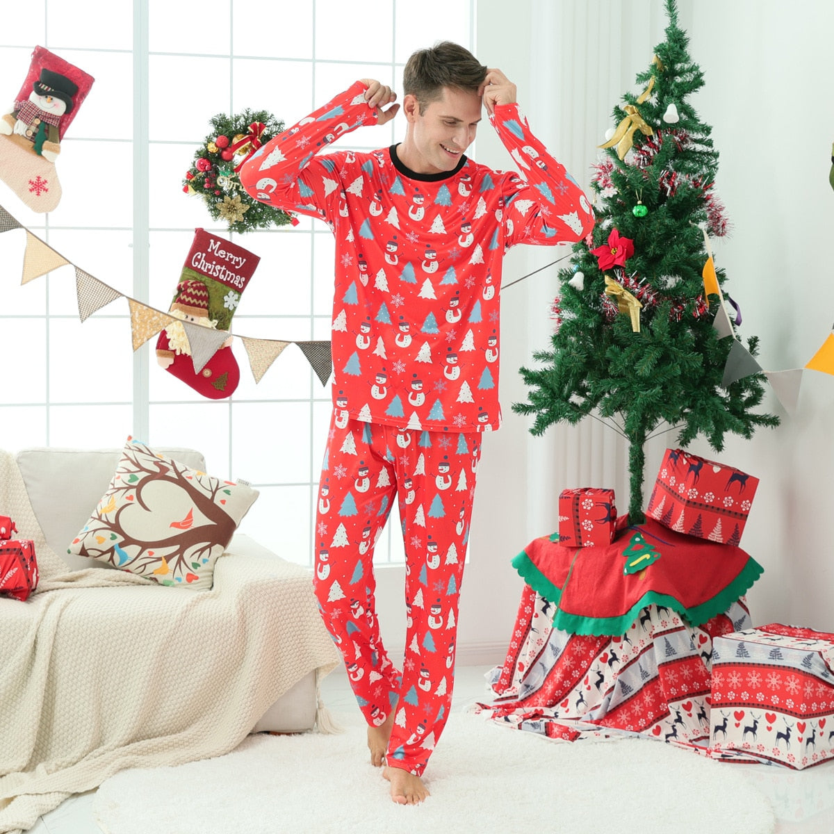 Christmas Snowman Pattern Pajamas
