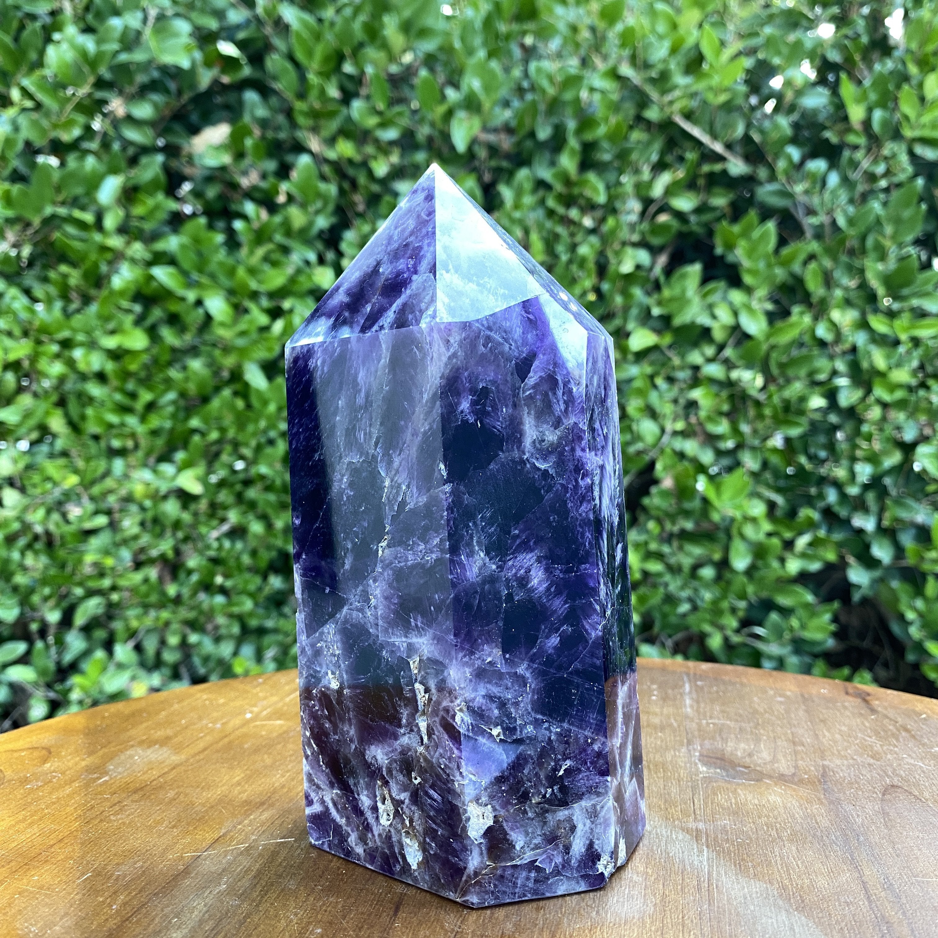 1.63kg 17x9x8cm Purple Banded Chevron Amethyst Point Tower from South Africa