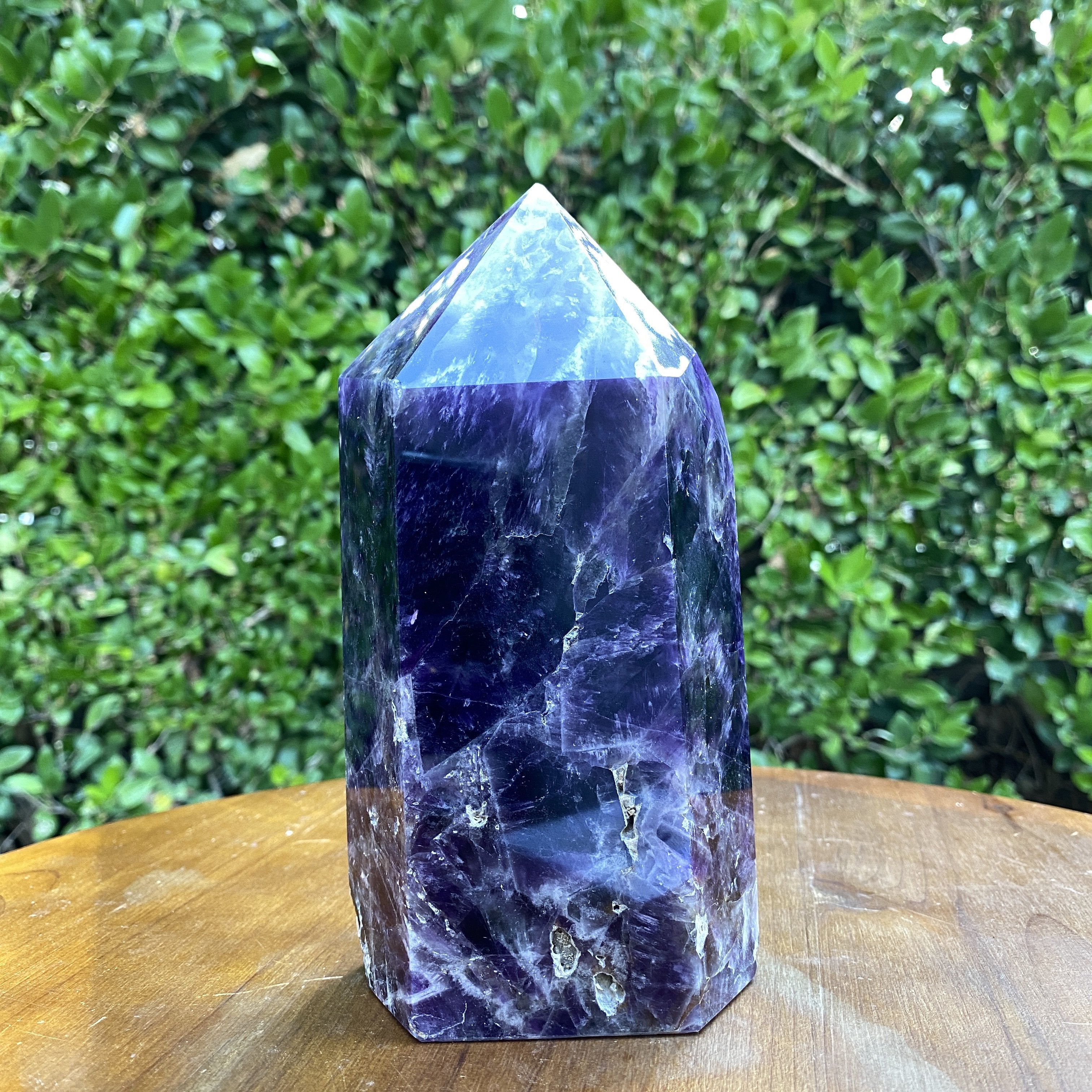 1.63kg 17x9x8cm Purple Banded Chevron Amethyst Point Tower from South Africa